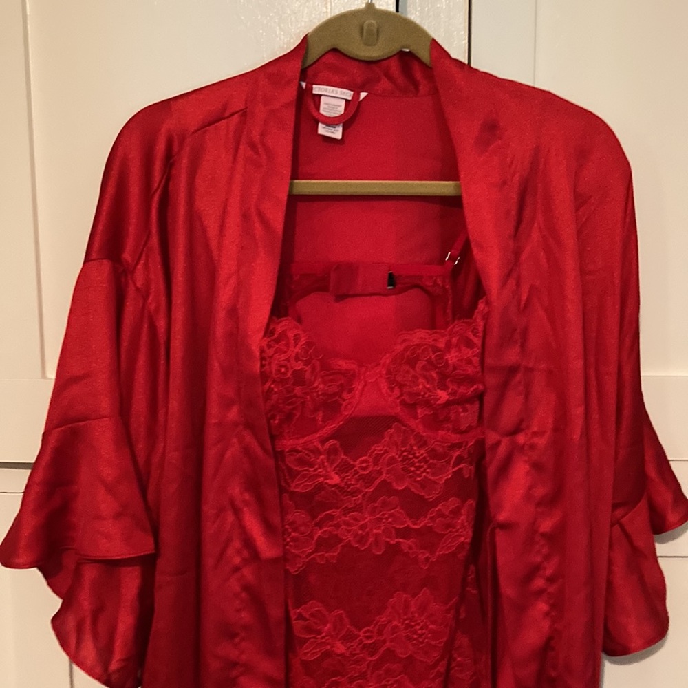 Victoria Secret red size 2 with additional red robe.